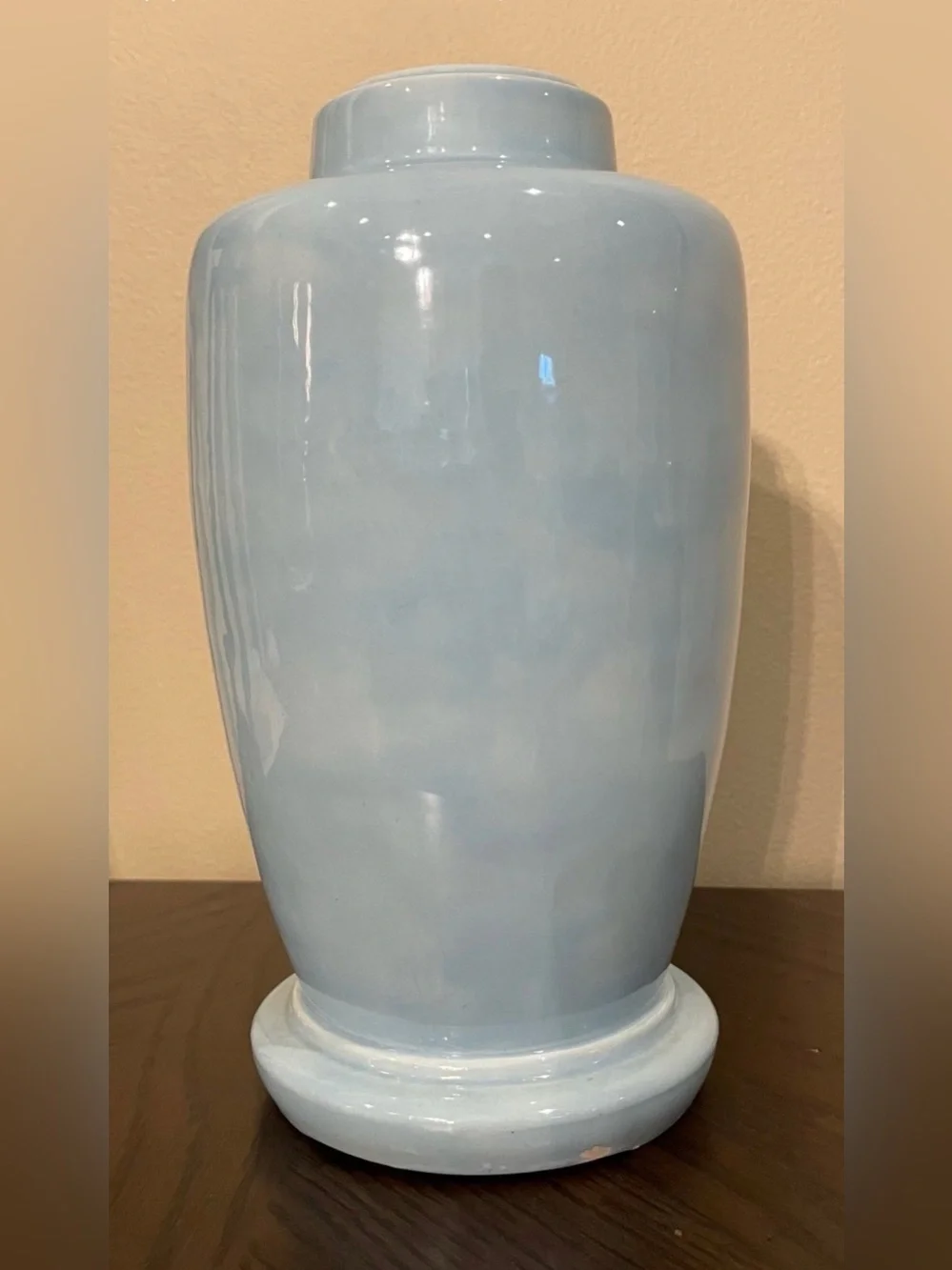 Vintage Ceramic Vase Asian Art Figural Hand Painted Blue